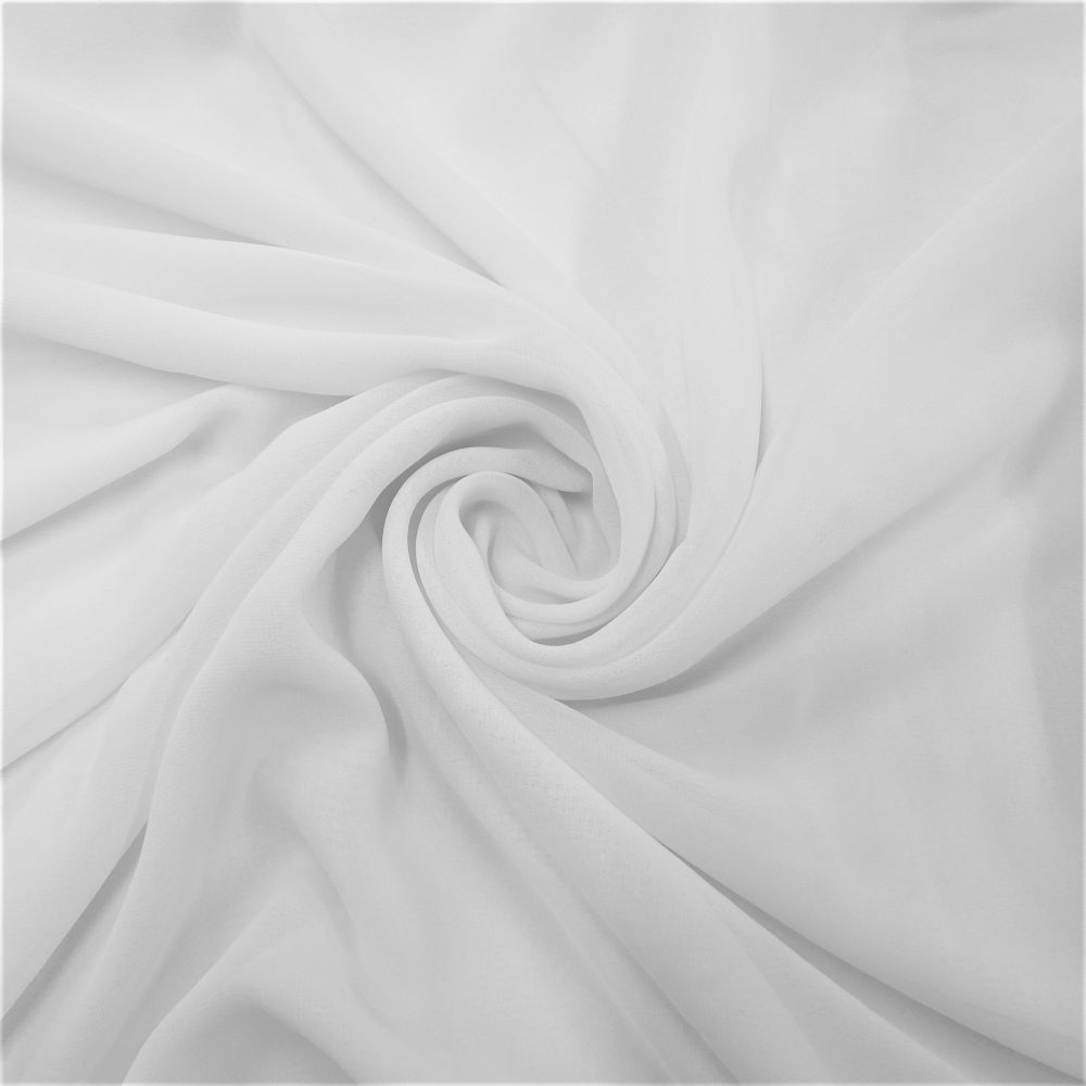 Tecido Crepe Chiffon Premium, Cor Branca, Pantone: White 