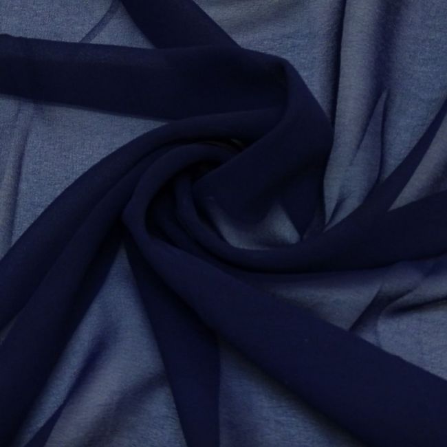 Tecido Crepe Chiffon Cor Azul Noite, Pantone: 19-3713TCX Deep Well  