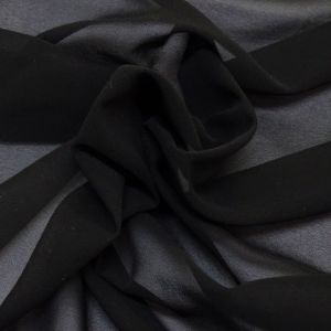 Tecido Crepe Chiffon Cor Preta, Pantone: Black 