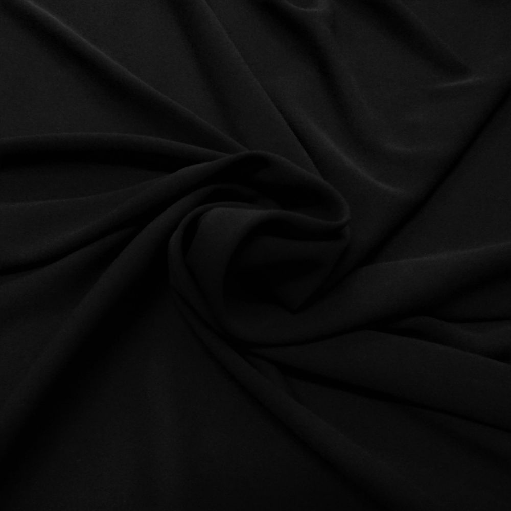 Tecido Crepe Chiffon Premium Cor Preta, Pantone: Black 