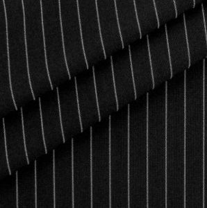 Tecido Alfaiataria SpanTraviatta Stripe Risca de Giz Cor Preto Classic Pantone: 19-4006TCX 