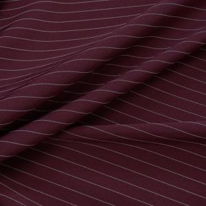 Tecido Alfaiataria Span Traviatta Stripe Light Risca de Giz Cor Vermelho Marsala 