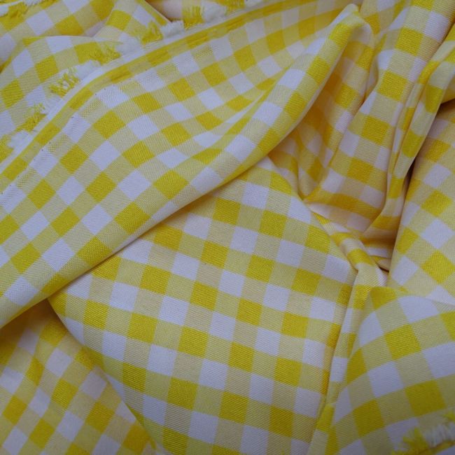 Tecido Atoalhado Oxford Egípcio Estampado Xadrez Cores Amarelo e Branco 