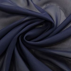 Tecido Crepe Chiffon Cor Azul Noite Pantone 19-3815 TCX Evening Blue 