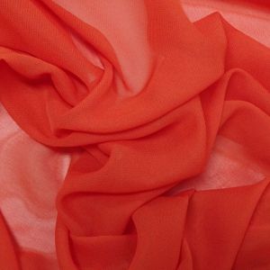 Tecido Crepe Chiffon Cor Laranja Queimado Terracota, Pantone:  18-1445 TPX Spicy Orange 