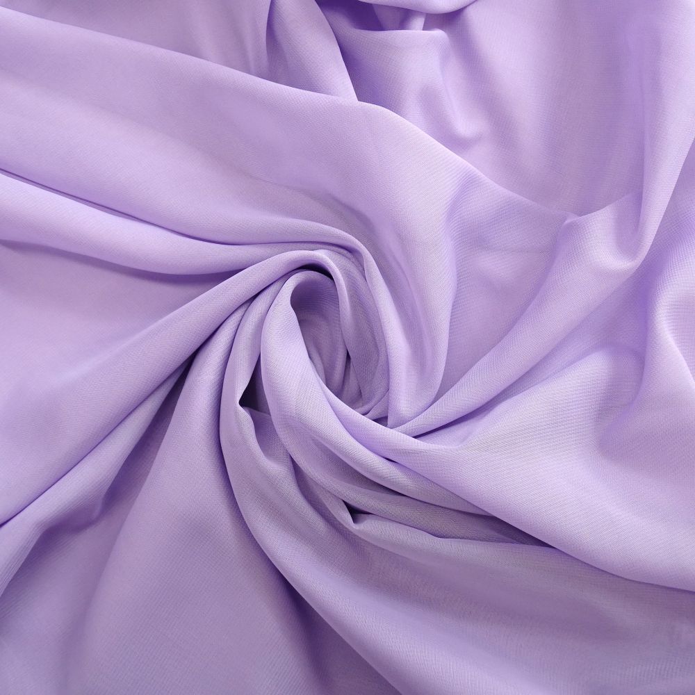 Tecido Crepe Chiffon Cor Lilás Lavanda Suave Pantone: 14-3812 TCX  Pastel Lilac