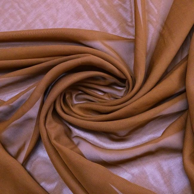 Tecido Crepe Chiffon Cor Marrom Terroso Pantone: 18-1244 Tcx Ginger Bread 