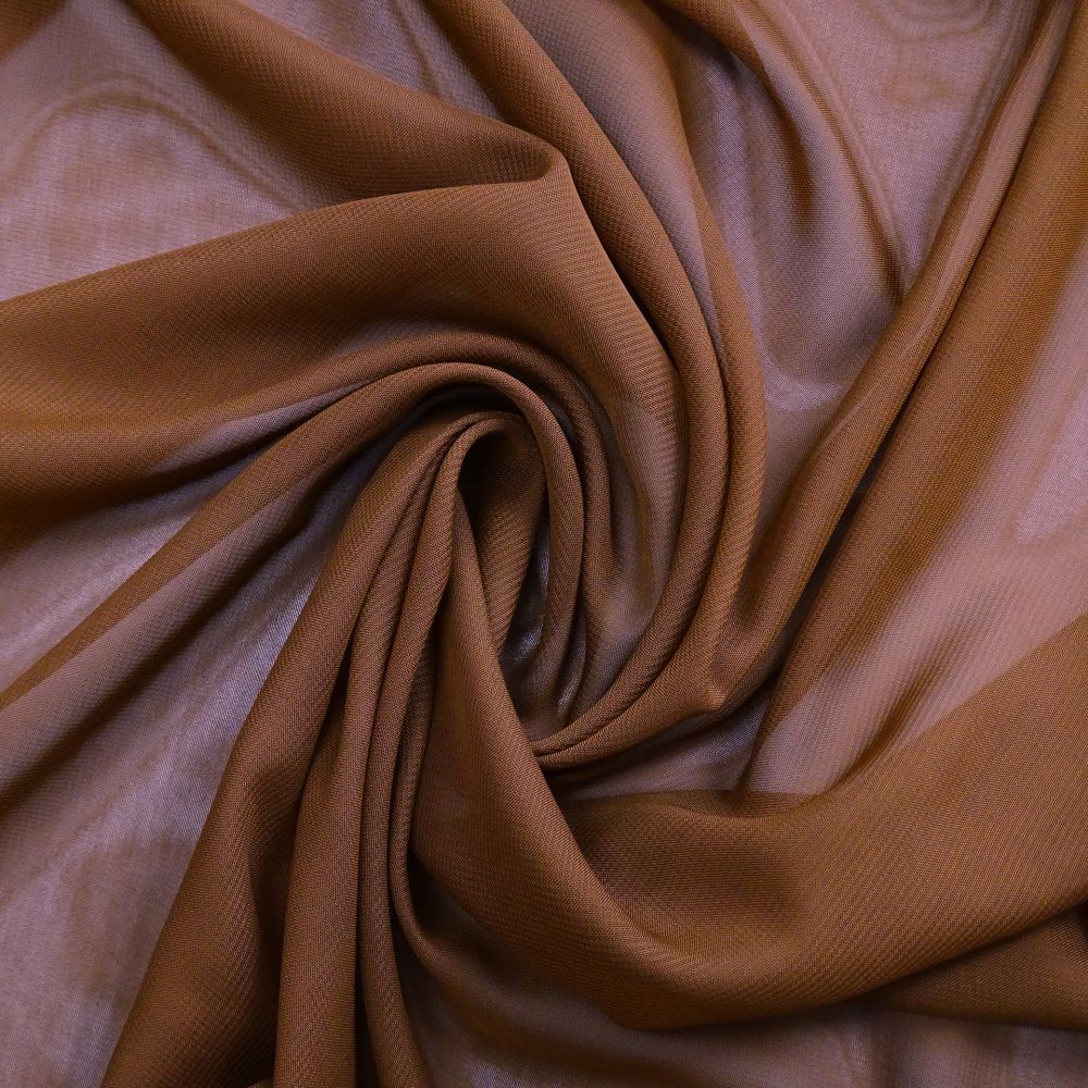 Tecido Crepe Chiffon Cor Marrom Toffee Pantone 18-1031TCX Toffee 