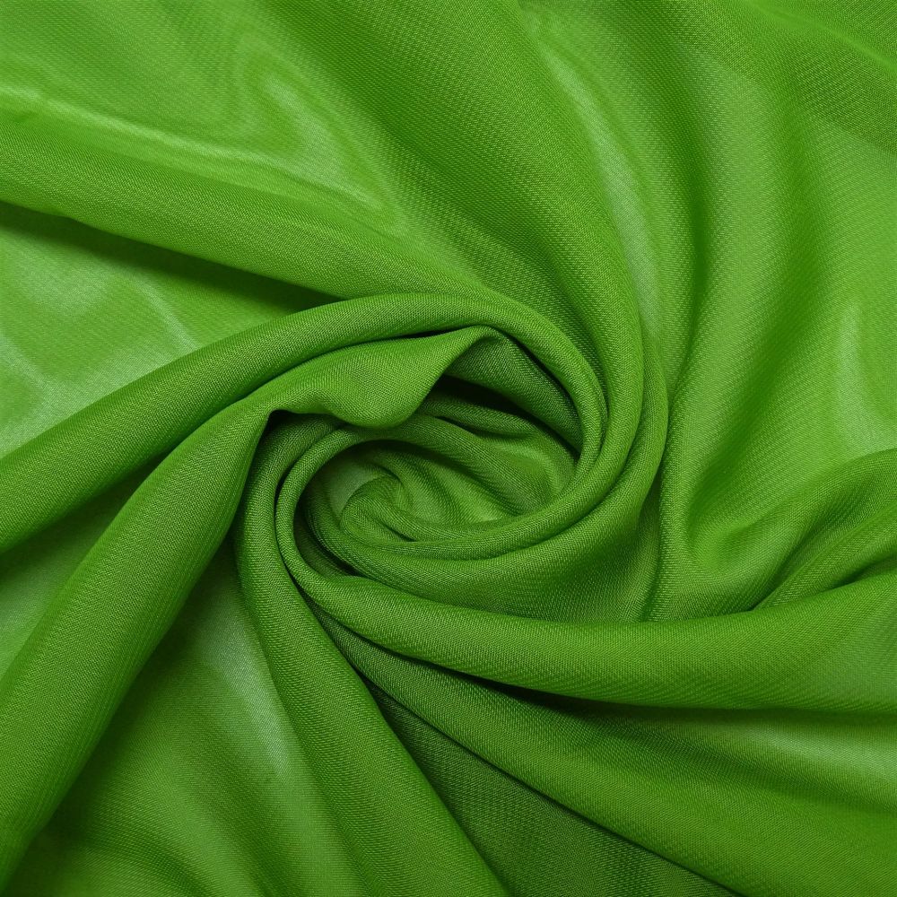 Tecido Crepe Chiffon Cor Verde Pistache Queimado, Pantone: 16-0233 TCX Meadow Green 