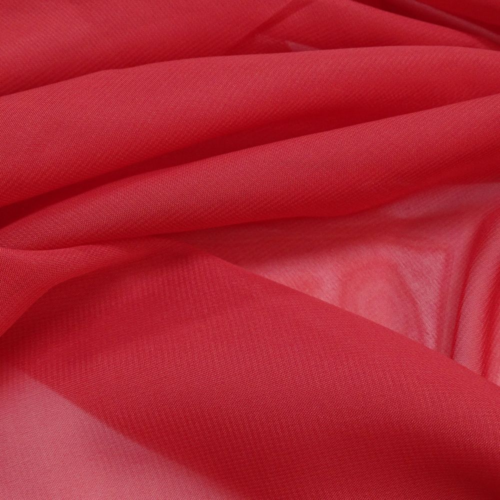 Tecido Crepe Chiffon Cor Vermelho Pantone 18-1660 TCX Tomato 