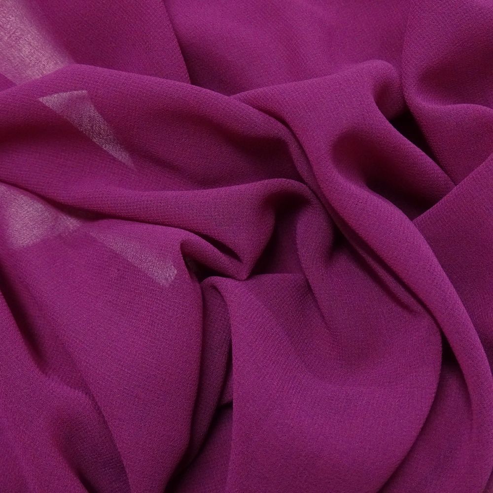 Tecido Crepe Georgete Premium, Cor Fúcsia, Pantone: 19-2434 TCX Festival Fuchsia