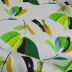 Tecido Viscose Italiana Toque de Pessego Estampa Pintura Floral Tons de Verde fundo cor Off White  