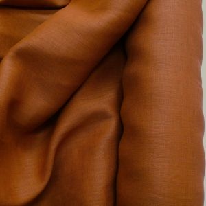 Tecido Linho Puro Pesado Cor Terracota Pantone 18-1248 Tcx Rust 