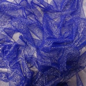 Tecido Microtule De Glitter Foil Alto Brilho Fixo, Cor  Azul Royal 