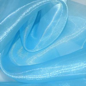 Tecido Organza Cristal Cor Azul Celeste Intenso 