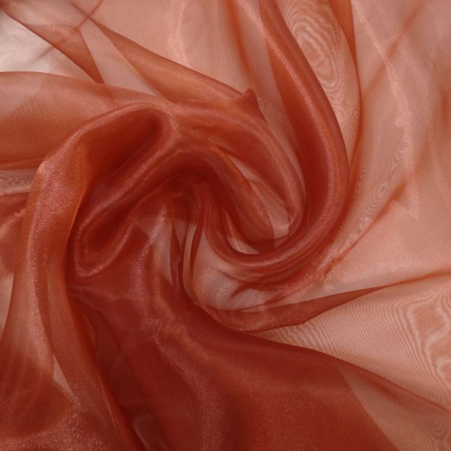 Tecido Organza Cristal Cor Terracota  Pantone: 18-1448 TCX Chili 