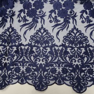 Tecido Renda Tule Bordada Cor Azul Twilight, Pantone: 19-3938TCX Twilight Blue 