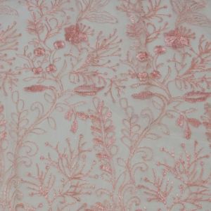 Tecido Renda Tule Bordado Cor Rosa Bailarina, PANTONE 13-2005 TCX STRAWBERRY CREAM