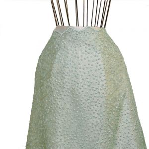 Tecido Renda Tule Bordado Em Floral Liberty Cor Verde Tiffany, Pantone: 13-5412TCX Beach Glass 