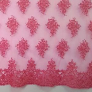 Tecido Renda Tule Bordado Pink 