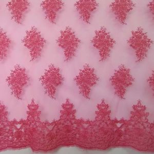 Tecido Renda Tule Bordado Pink 