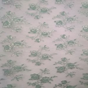 Tecido Renda Tule Bordado Chantilly Cor Verde Jade