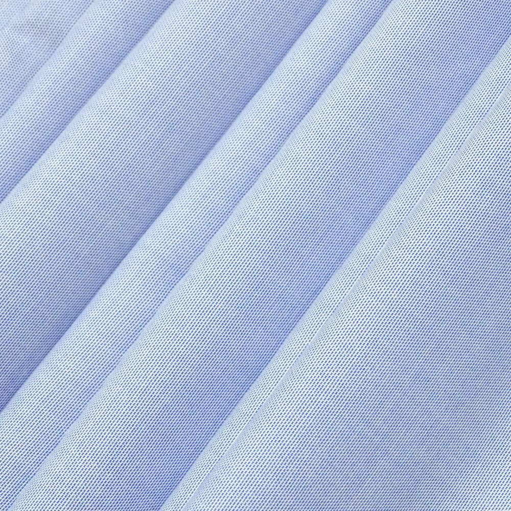 Tecido Tricoline Camisaria Fio Egipcio 400 Algodão Com Modal De Viscose cor Azul e Branco detalhes Maquinetados 