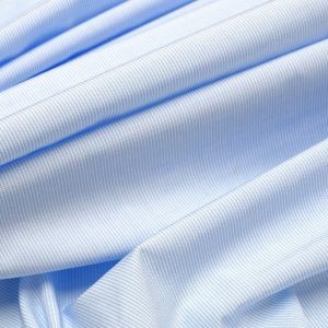 Tecido Tricoline Camisaria Fio Egipcio 400 Algodão Com Modal De Viscose Azul e Branco Maquinetado 