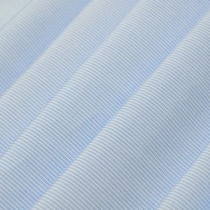 Tecido Tricoline Camisaria Fio Egipcio 400 Algodão Com Modal De Viscose Azul e Branco Maquinetado 