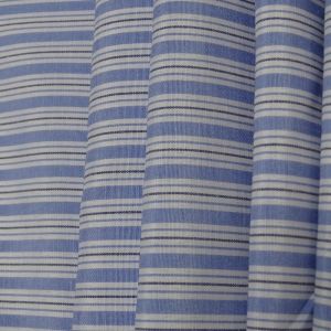 Tecido Tricoline Camisaria Listrado Cor Azul e Branco 