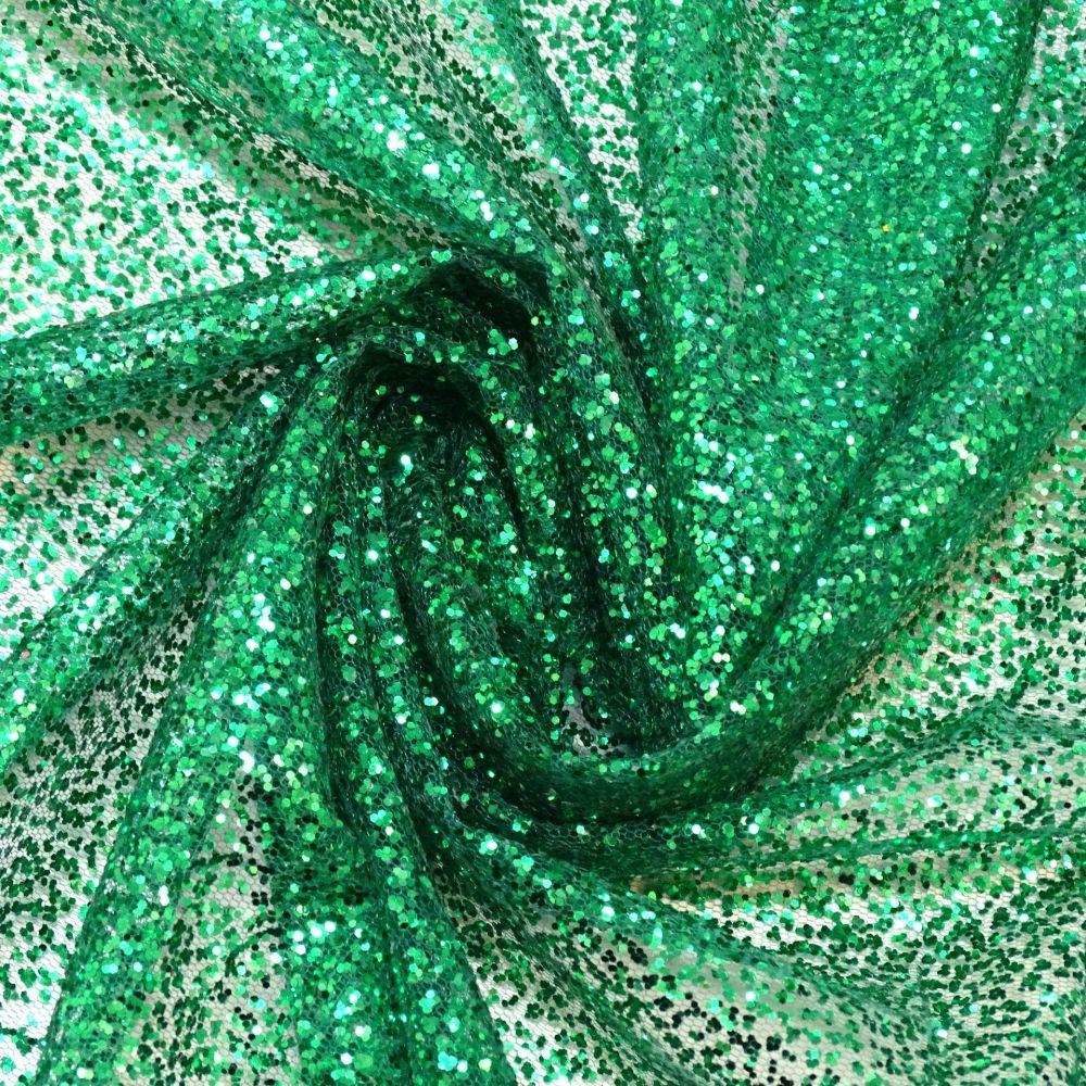 Tecido Tule Ilusion Com Glitter Cheio Cor Verde Bandeira 