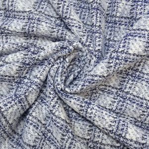 Tecido Tweed De Malha Spandex Lãnzinha Lurex Cores Branco e Azul 