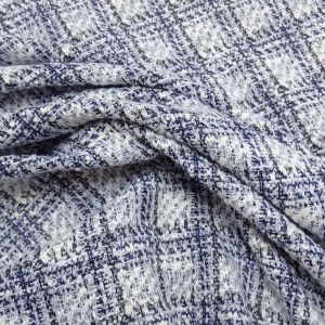 Tecido Tweed De Malha Spandex Lãnzinha Lurex Cores Branco e Azul 