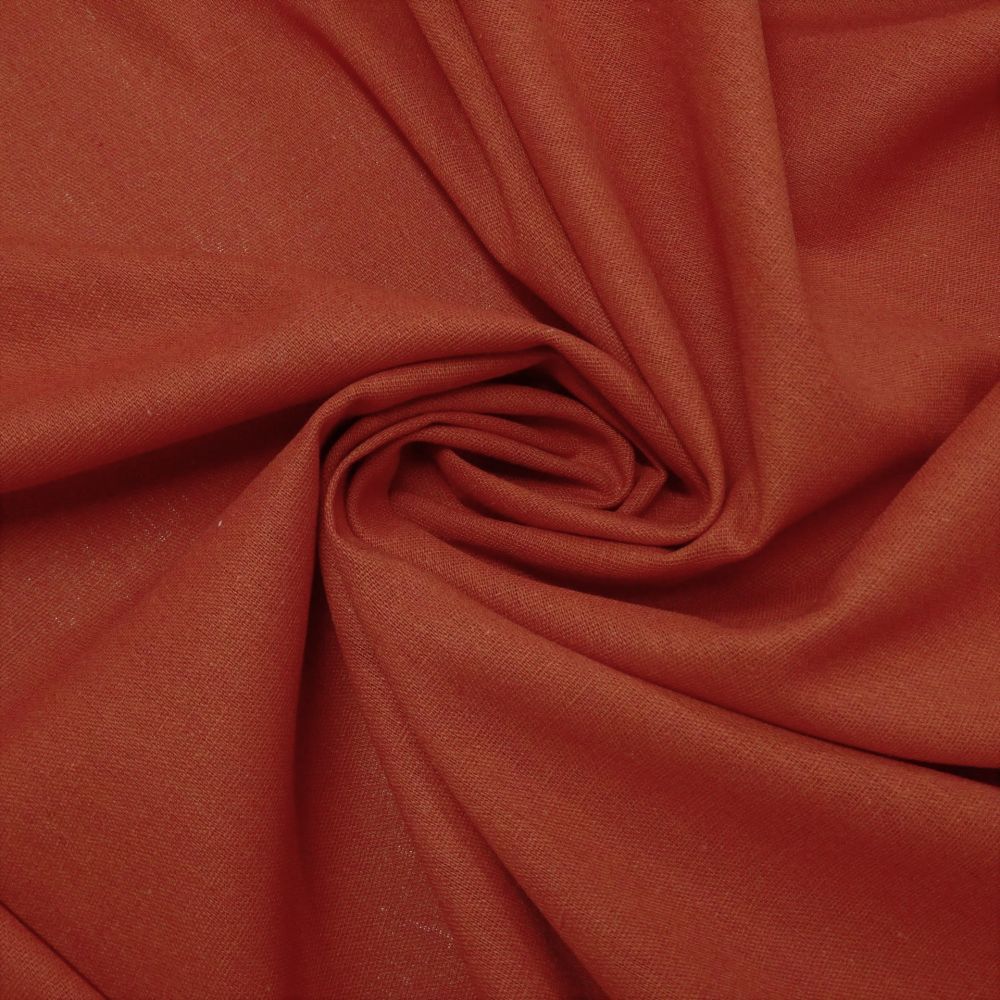 Tecido Viscolinho, Fibras de Linho Com Viscose, Cor Terracota, Pantone: 17-1444 TCX Ginger 