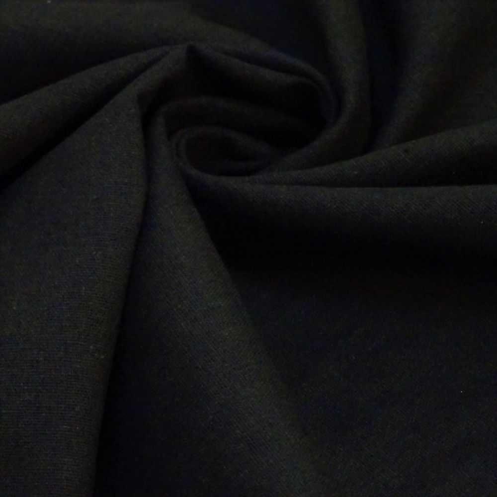 Tecido Viscolinho Fibras Naturais de Viscose e Linho Cor Preta, Pantone: Black   