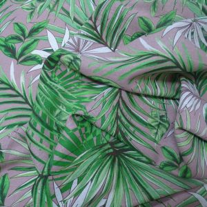 Tecido Viscolinho, Viscose e Linho, Estampado Floral Cor Nude, Pantone: 17-1656TCX 