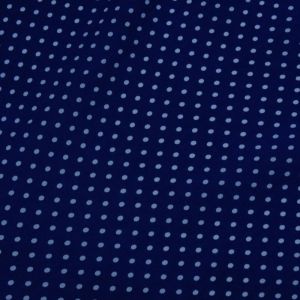 Tecido Viscose Casual Estampada, Mini Poás Brancos, Fundo Cor Azul Marinho 