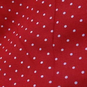 Tecido Viscose Casual Estampada, Mini Poás Cor Branca Fundo Vermelho  