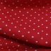 Tecido Viscose Casual Estampada, Mini Poás Cor Branca Fundo Vermelho  