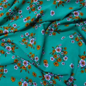 Tecido Viscose Estampa Floral Liberty Cor Verde 