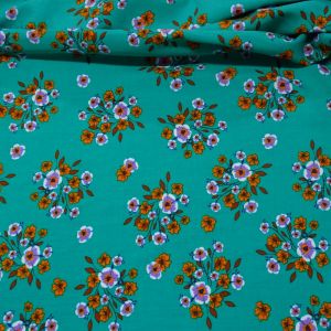 Tecido Viscose Estampa Floral Liberty Cor Verde 