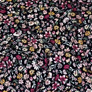 Tecido Viscose Estampada Digital Floral Mini Com Fundo Preto Na Monalisa Tecidos Finos