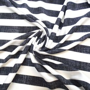 Tecido Viscose Estampada Listrada 3cm em Preto e Branco