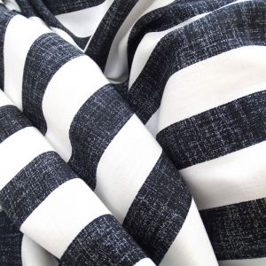 Tecido Viscose Estampada Listrada 3cm em Preto e Branco