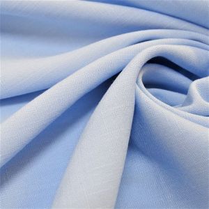 Tecido Viscose Slub Trama de Linho, Cor Azul Serenity 