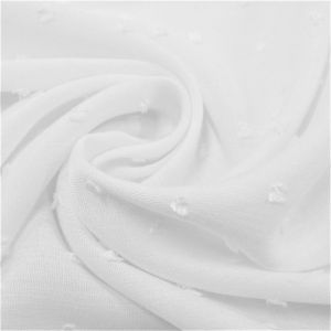 Tecido Viscose Slub Trama de Linho Com Poá Em 3D, Cor Branco, Pantone: 11-4800TCX 