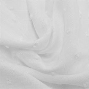 Tecido Viscose Slub Trama de Linho Com Poá Em 3D, Cor Branco, Pantone: 11-4800TCX 