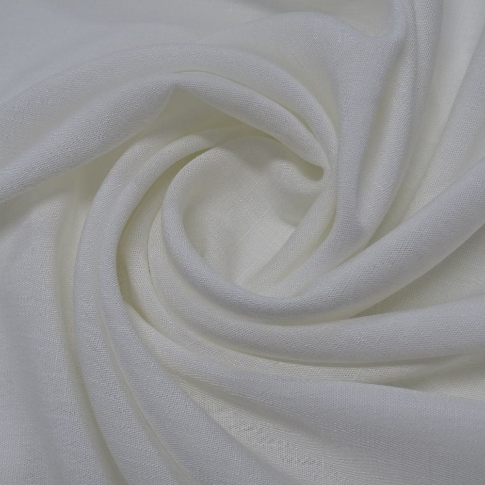 Tecido Viscose  Slub Trama de Linho, Cor Off White, Pantone: 11-0602TCX Snow White