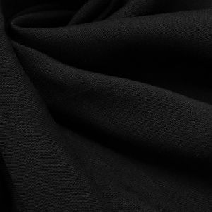 Tecido Viscose  Slub Trama de Linho, Cor Preta, Pantone: Black  