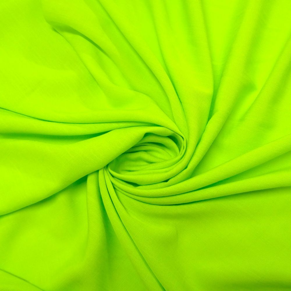 Tecido Viscose  Slub Trama de Linho, Cor Verde Lima Claro, Pantone: 13-0550 TCX Lime Punch 